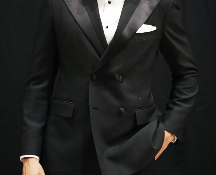 ตัดสูททักซิโด้ Black Tuxedo Classic Peak Lapel Satin Trim