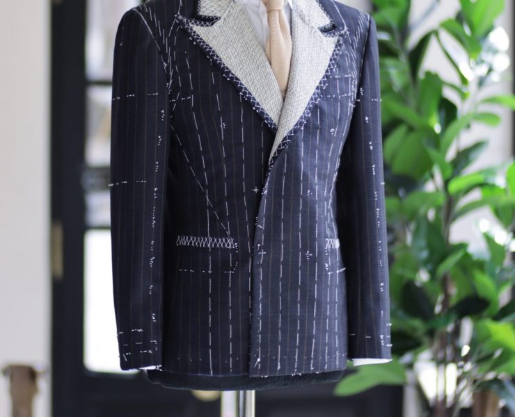 DGRIE 1st Fitting Full Canvas Dark Navy Pin-stripe Suits