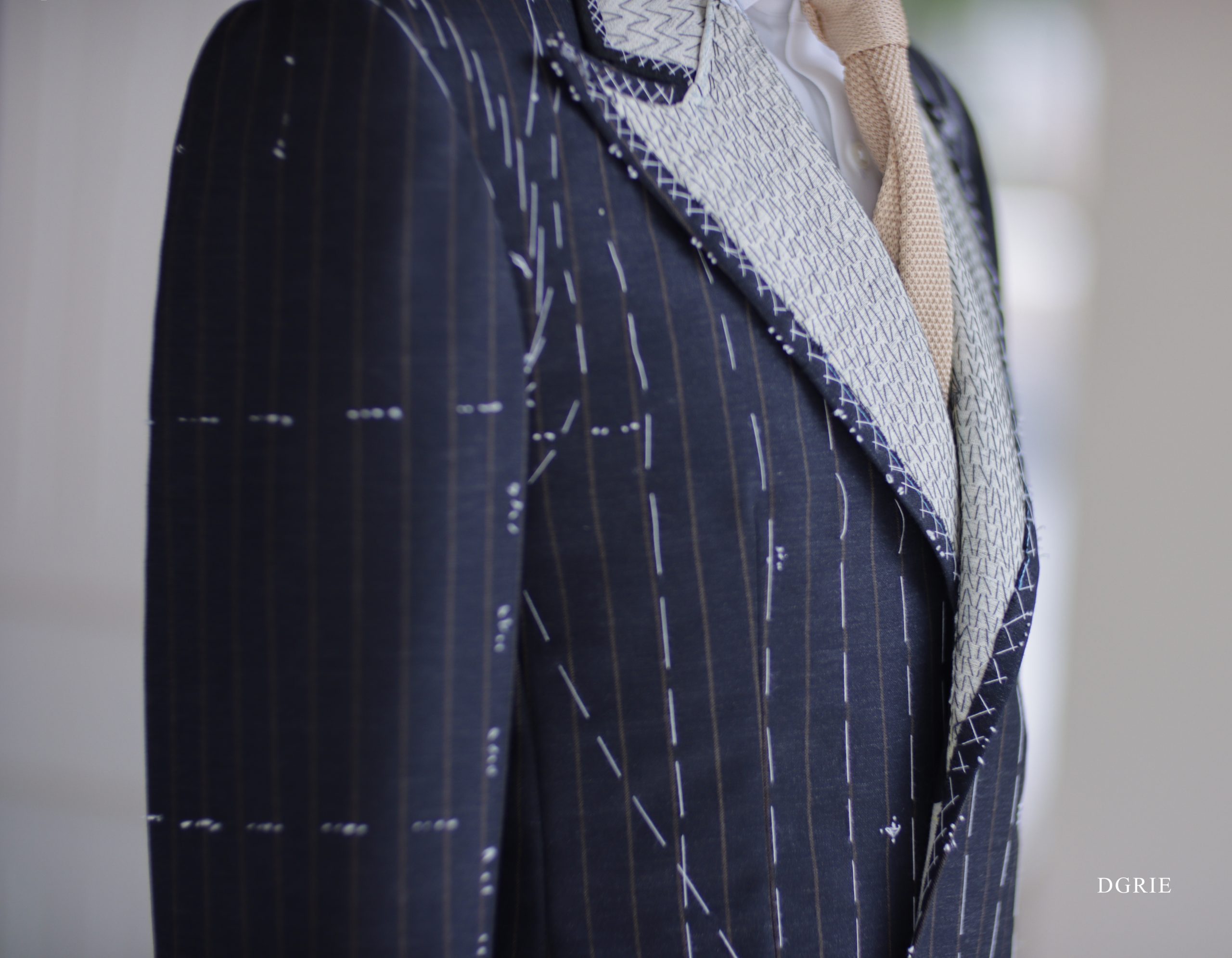 DGRIE 1st Fitting Full Canvas Dark Navy Pin-stripe Suits