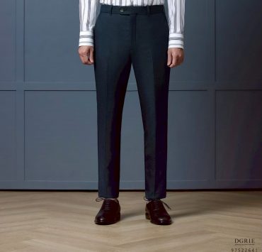 กางเกงสีกรม - Dark Navy Blue Two Tone N/S Blend Wool Pant