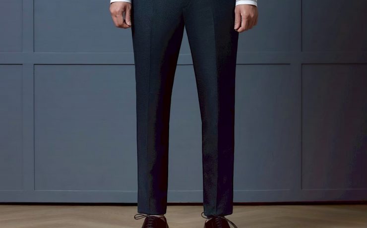 กางเกงสีกรม - Dark Navy Blue Two Tone N/S Blend Wool Pant 56 กางเกงสีกรม - Dark Navy Blue Two Tone N/S Blend Wool Pant