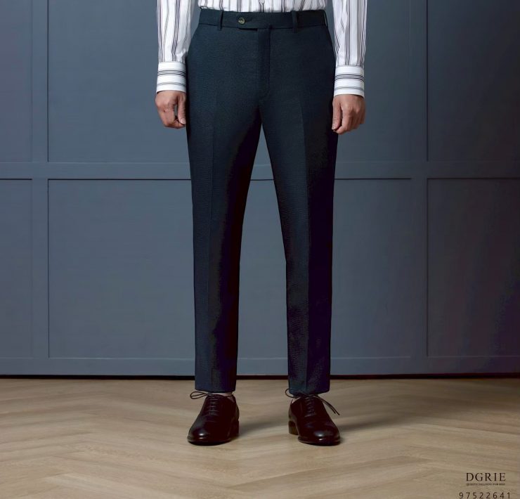 กางเกงสีกรม - Dark Navy Blue Two Tone N/S Blend Wool Pant 16 กางเกงสีกรม - Dark Navy Blue Two Tone N/S Blend Wool Pant
