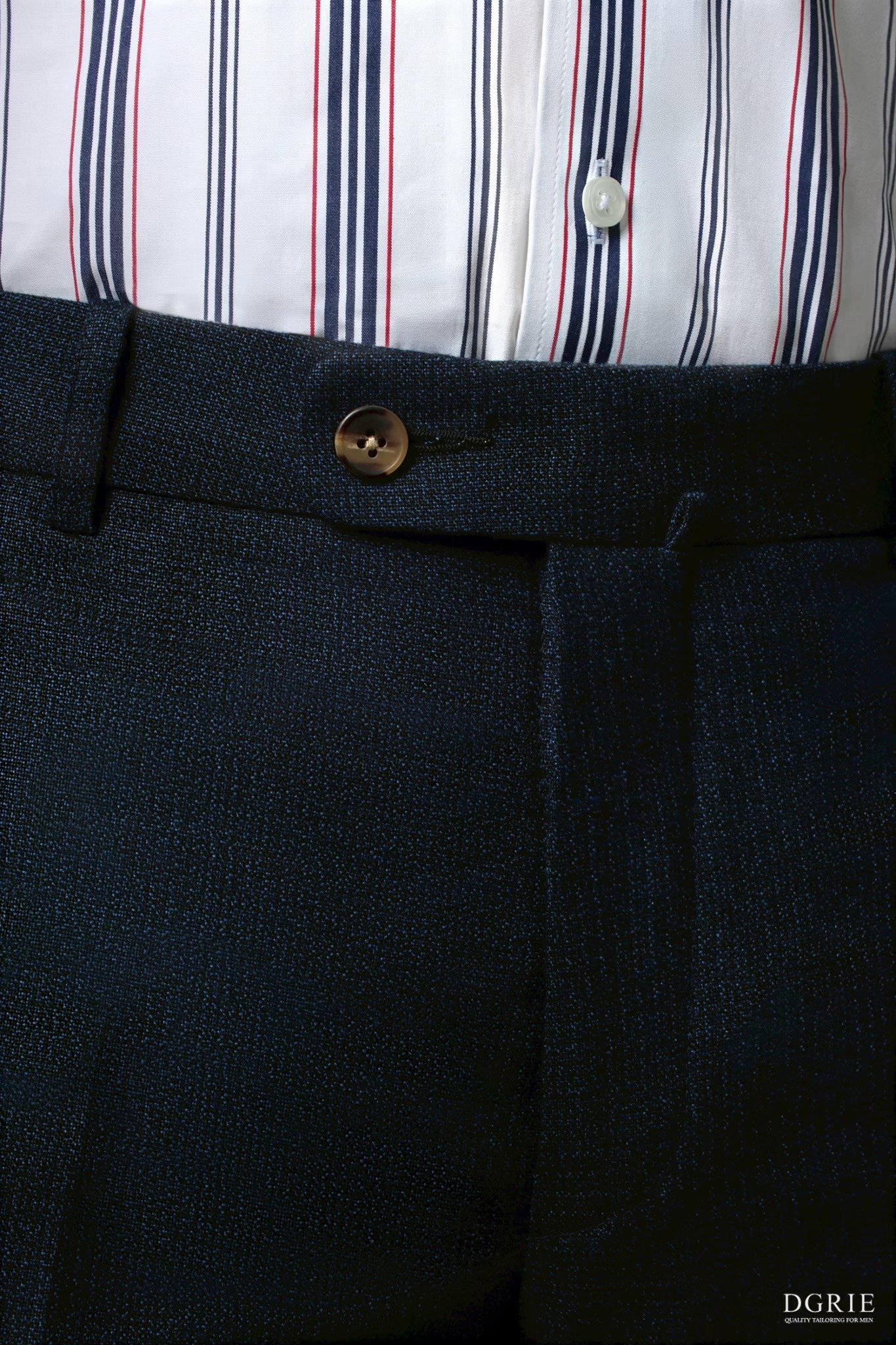 กางเกงสีกรม - Dark Navy Blue Two Tone N/S Blend Wool Pant