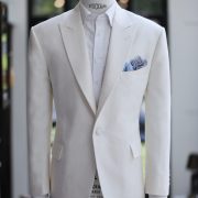 ตัดสูทลินิน DGRIE Ivory White Linen Smart Jacket / Peak Lapel