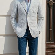 DGRIE Light Gray Seersucker Unlining Sport Jacket