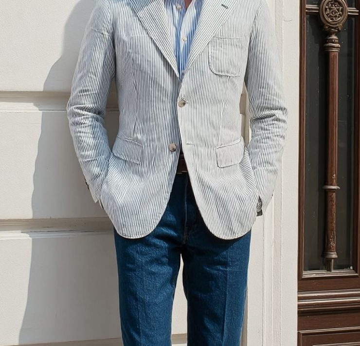 DGRIE Light Gray Seersucker Unlining Sport Jacket 18 DGRIE Light Gray Seersucker Unlining Sport Jacket