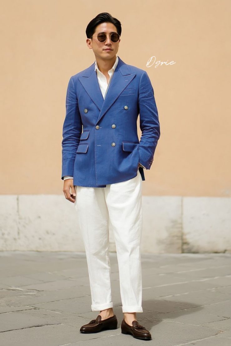 ตัดสูทยีนส์ DGRIE – Navy Denim Double Breasted Suits