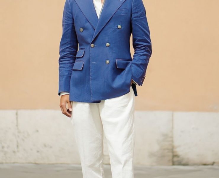 ตัดสูทยีนส์ DGRIE – Navy Denim Double Breasted Suits