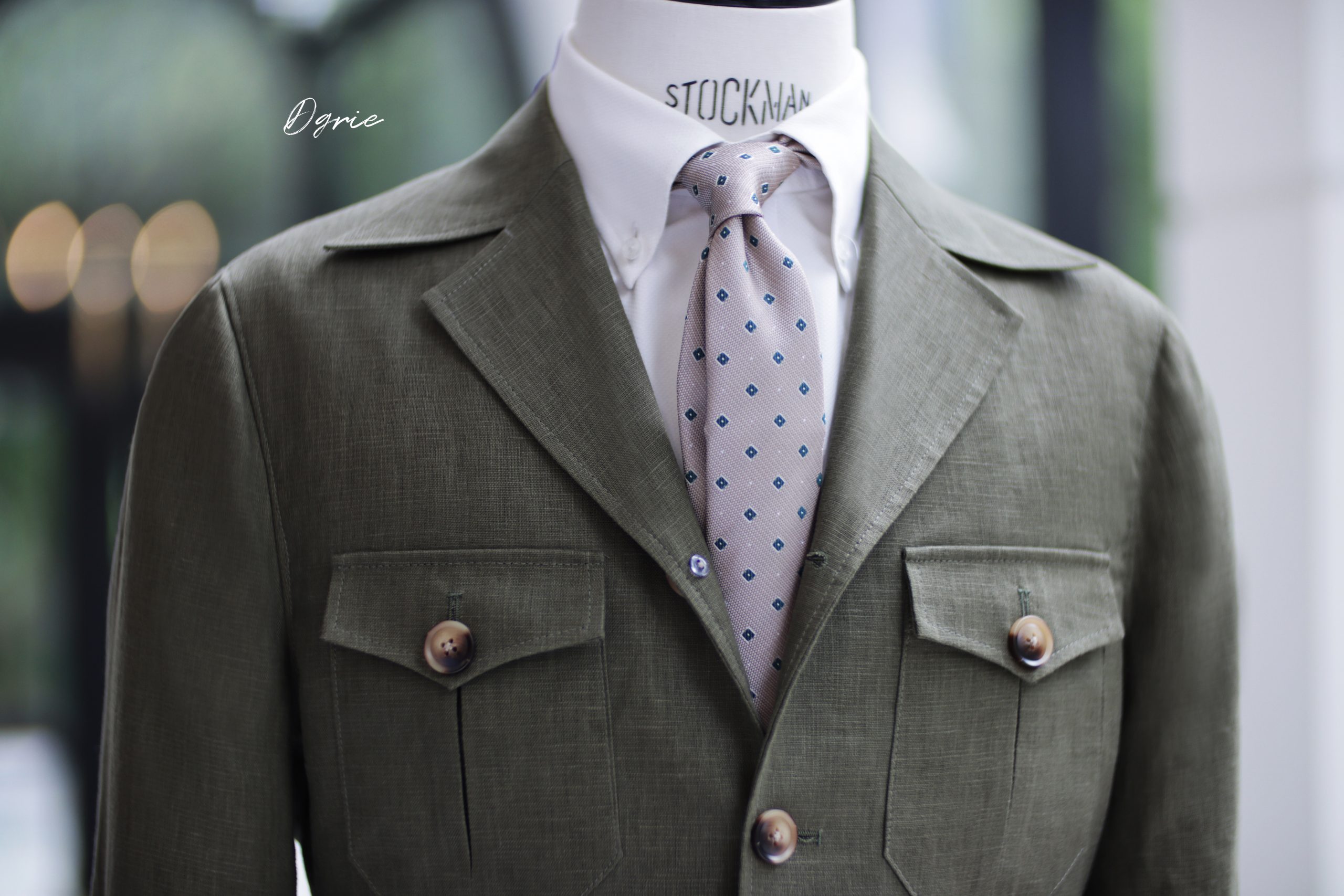 ซาฟารีแจ็คเก็ต DGRIE Olive Green Safari Linen Jacket