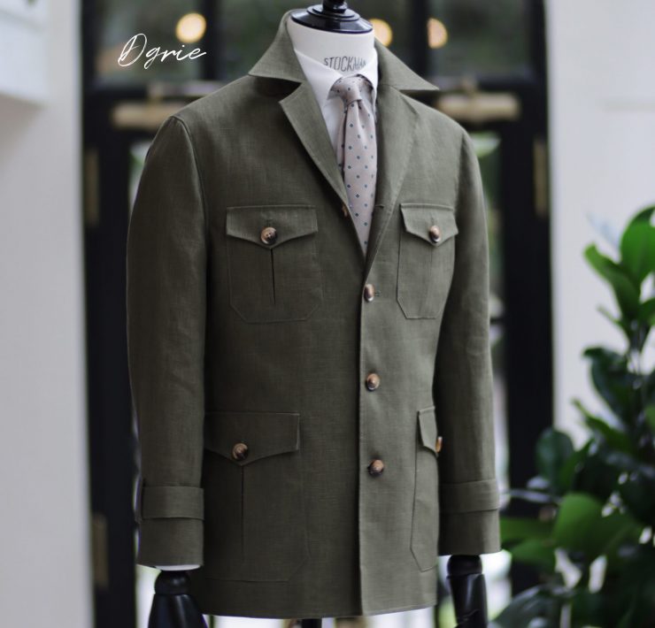 ซาฟารีแจ็คเก็ต DGRIE Olive Green Safari Linen Jacket 21 ซาฟารีแจ็คเก็ต DGRIE Olive Green Safari Linen Jacket