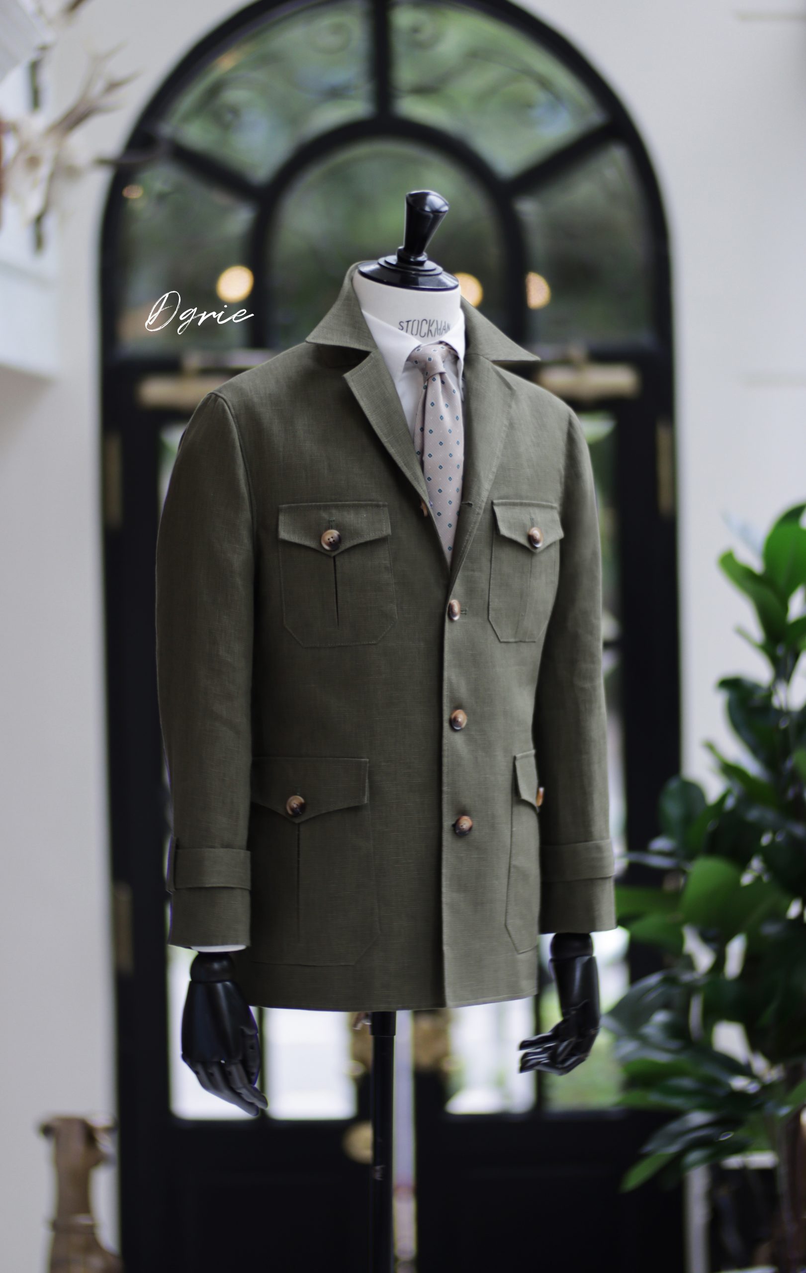 ซาฟารีแจ็คเก็ต DGRIE Olive Green Safari Linen Jacket