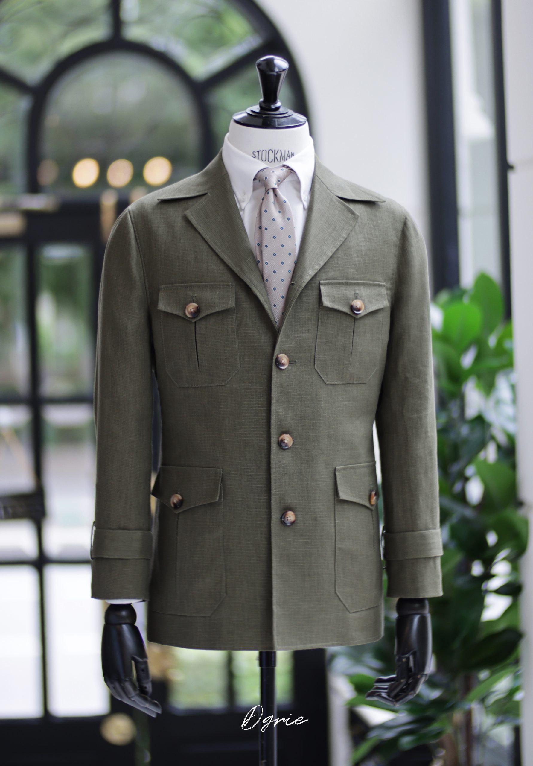ซาฟารีแจ็คเก็ต DGRIE Olive Green Safari Linen Jacket