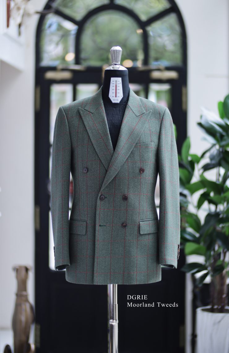 MOORLAND Green Red Check Double Breasted Suits