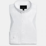 เสื้อเชิ้ตคอจีน White W/W Mandarin Collar oxford Shirt