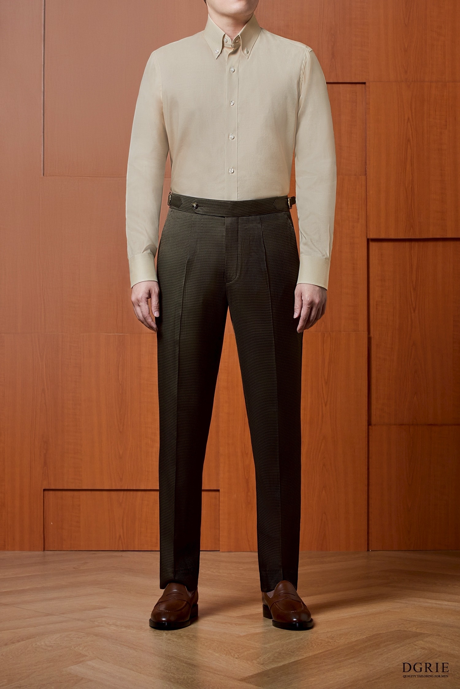 Beige Button Down collar Tencel Cotton Shirt - DGRIE