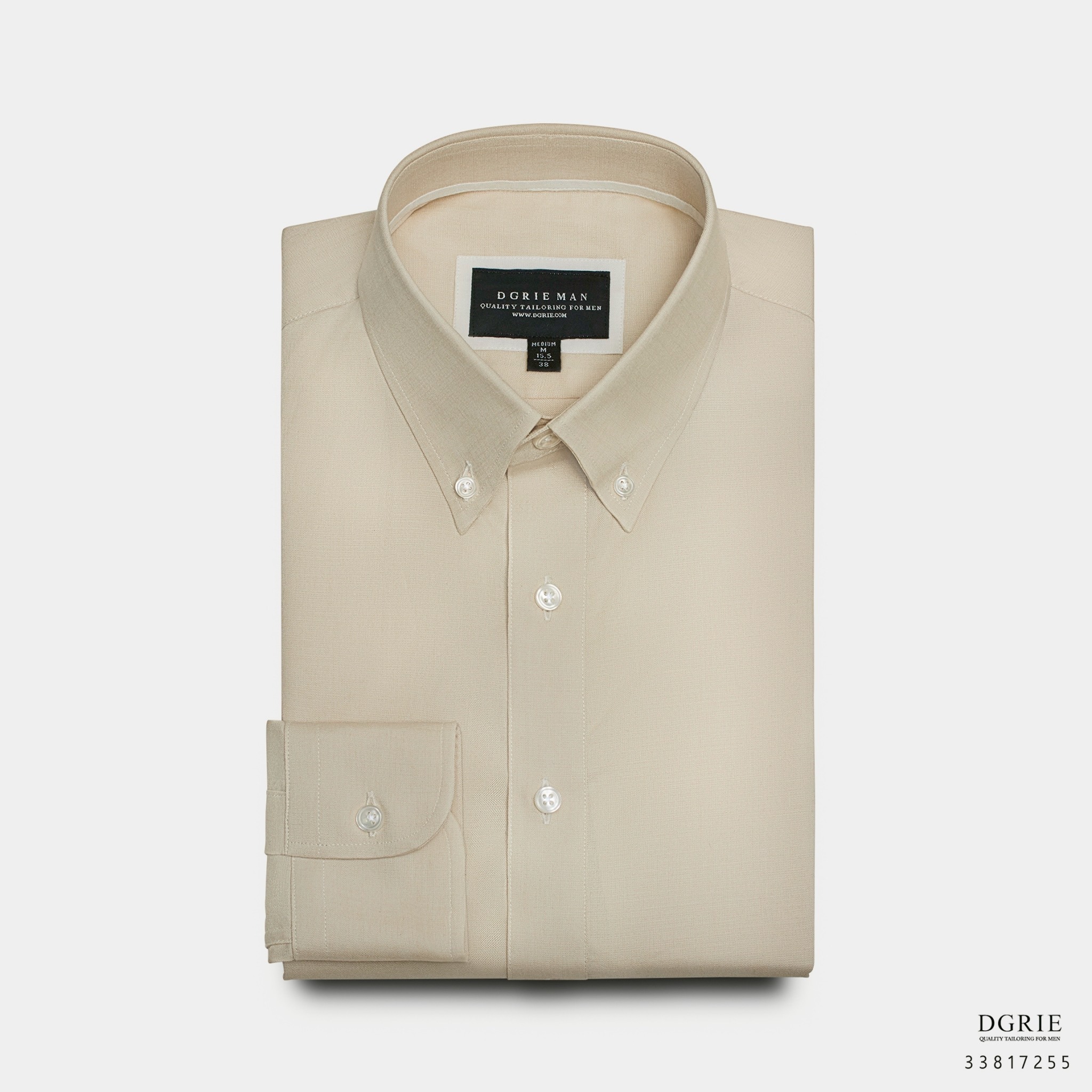 Beige Button Down collar Tencel Cotton Shirt - DGRIE