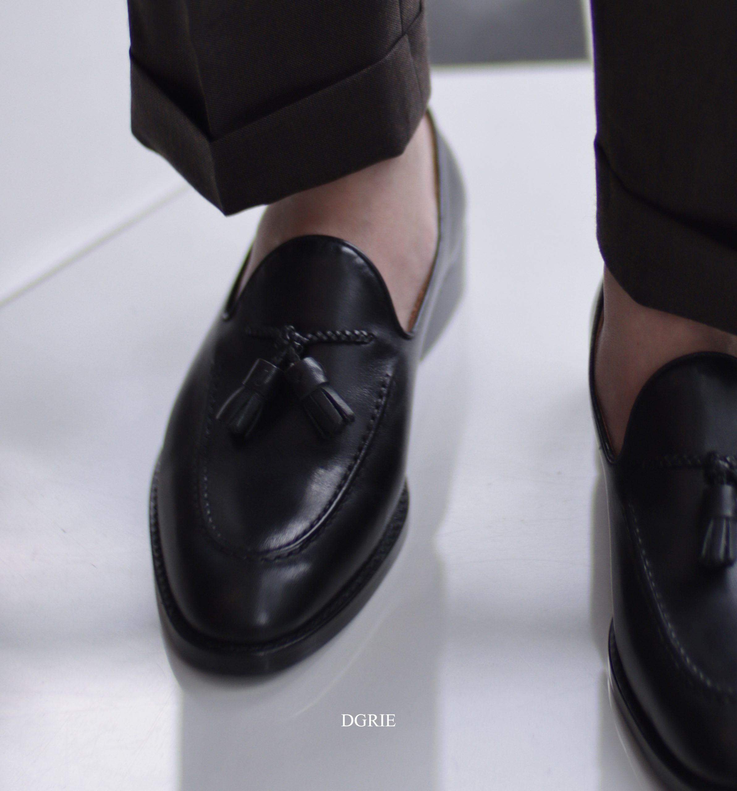 DGRIE Black Full Strap Penny loafer Shoes -รองเท้าหนังสีดำ