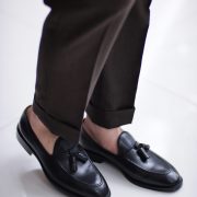 DGRIE Black Full Strap Penny loafer Shoes -รองเท้าหนังสีดำ