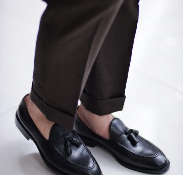 DGRIE Black Full Strap Penny loafer Shoes -รองเท้าหนังสีดำ