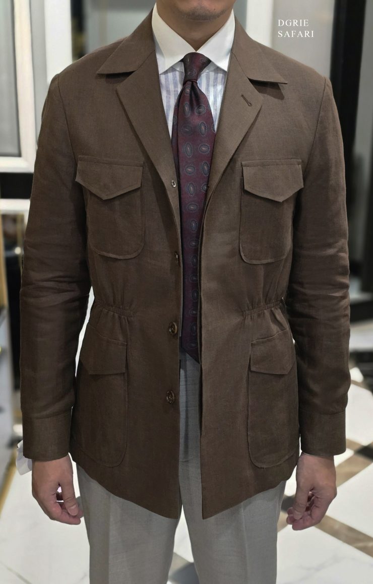 DGRIE BROWN LINEN SAFARI เสื้อซาฟารี