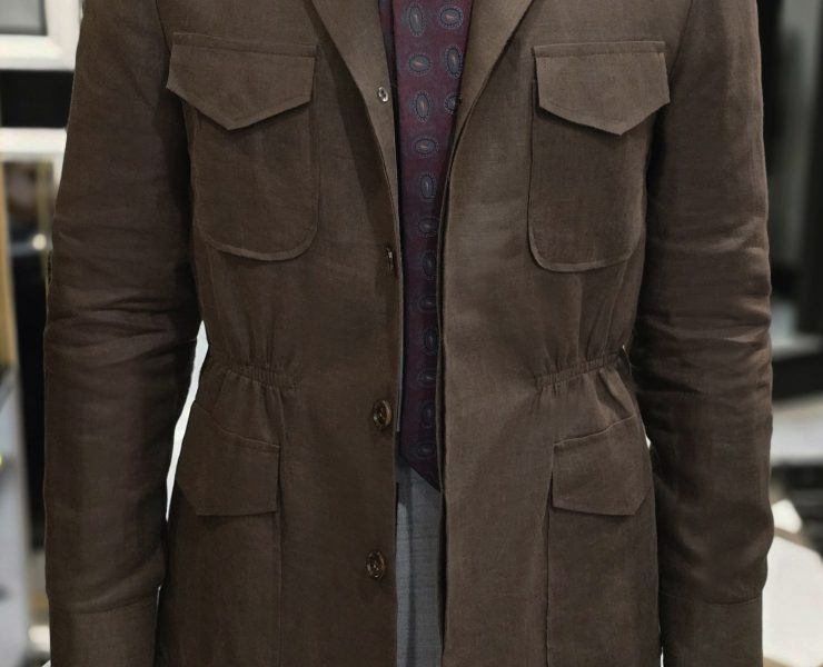 DGRIE BROWN LINEN SAFARI เสื้อซาฟารี