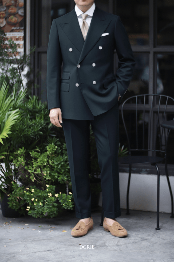 DGRIE - ตัดสูท Deep Green Heavy Peak Double breasted Suits