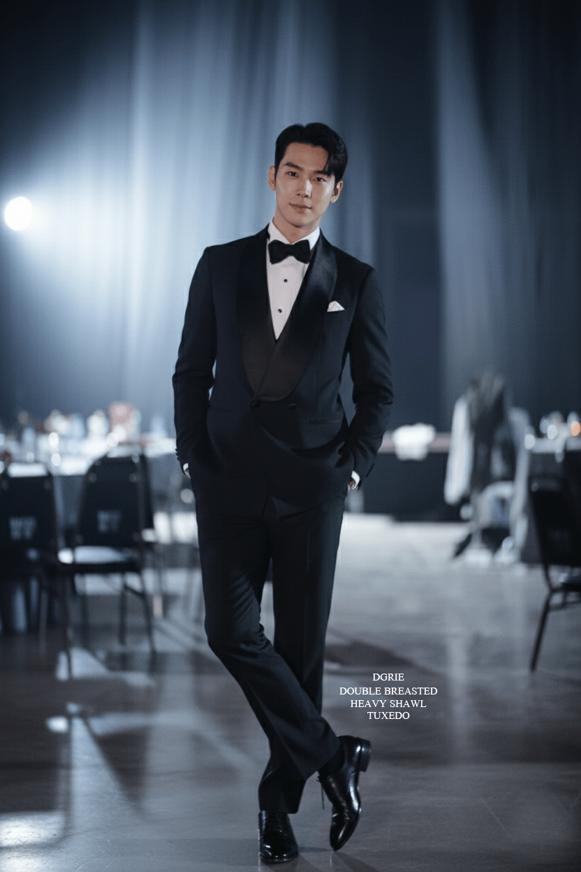 dgrie-black-tuxedo 2 DGRIE - DOUBLE BREASTED HEAVY SHAWL LAPEL TUXEDO SUITS