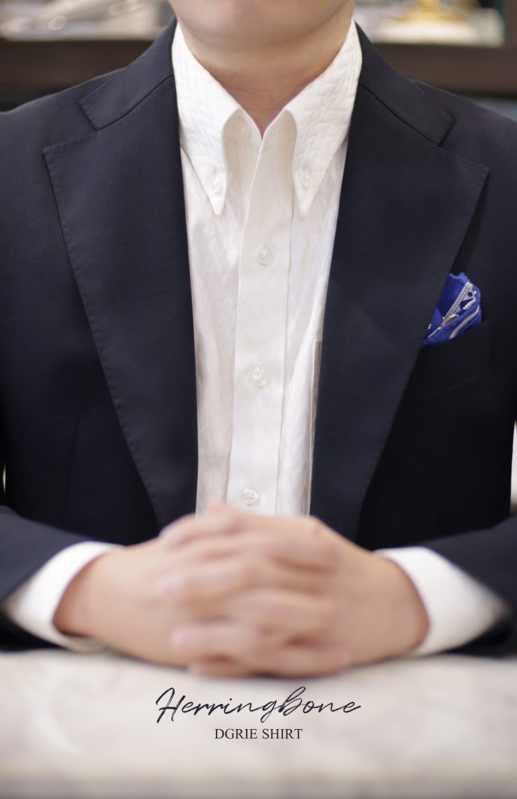 ตัดเชิ้ต DGRIE Medium & Heavy Herring Bone White Shirts