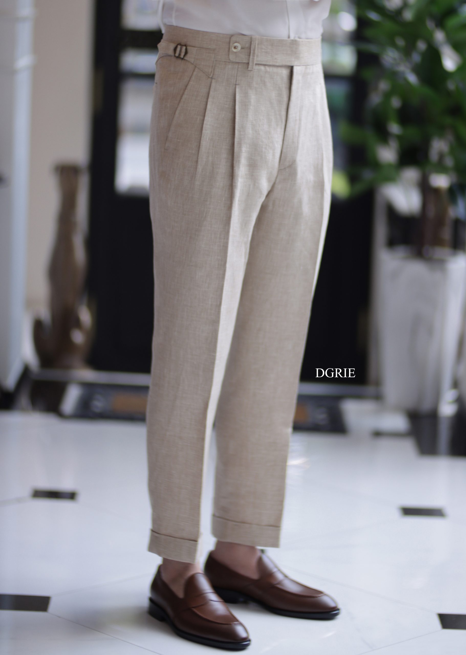 ตัดกางเกง DGRIE PANTS 69 DOUBLE PLEATED LINEN SIDE ADJUSTER