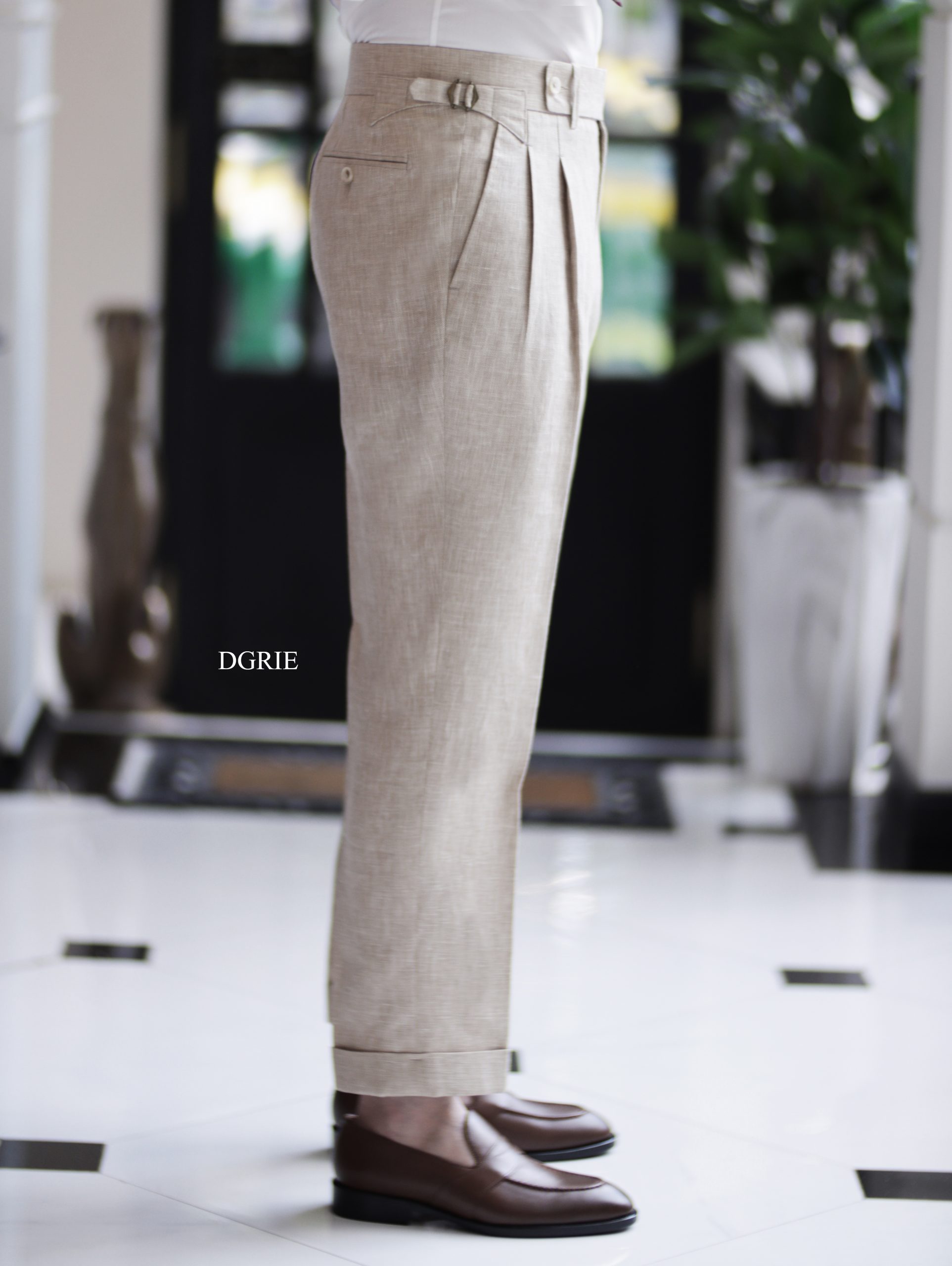 ตัดกางเกง DGRIE PANTS 69 DOUBLE PLEATED LINEN SIDE ADJUSTER