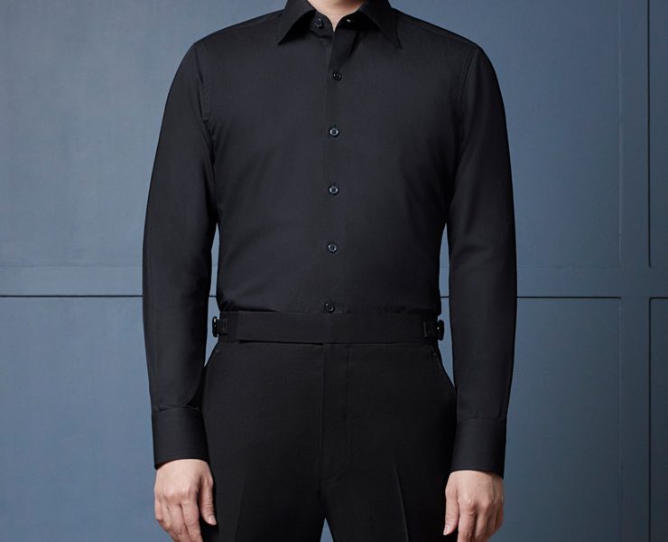เสื้อเชิ้ตดำ DGRIE Play - Pure black English Spread Collar Shirt