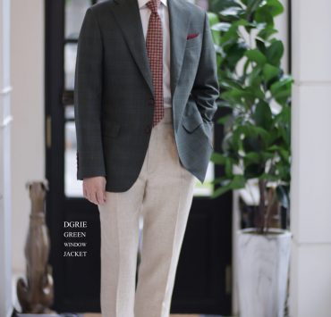 ตัดสูทสีเขียวลายตาราง DGRIE SAGE GREEN UNLINING JACKET
