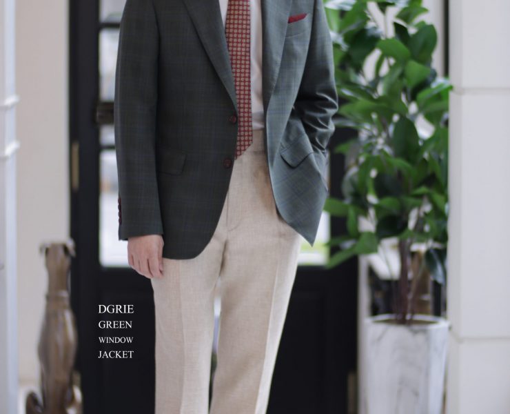 ตัดสูทสีเขียวลายตาราง DGRIE SAGE GREEN UNLINING JACKET