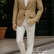 DGRIE Tan Beige Poland Linen Unlining Sport Jacket