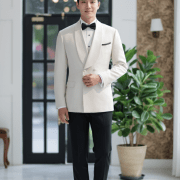 ตัดสูททักซิโด้ Ivory White Shawl Lapel Tuxedo Suits