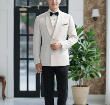 ตัดสูททักซิโด้ Ivory White Shawl Lapel Tuxedo Suits