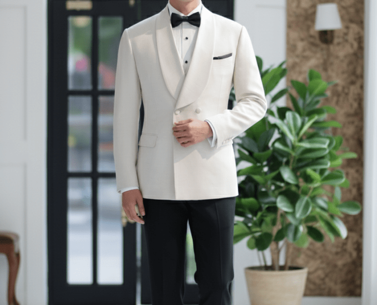 ตัดสูททักซิโด้ Ivory White Shawl Lapel Tuxedo Suits