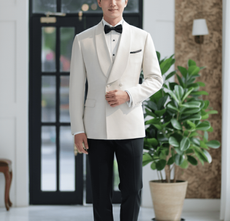 ตัดสูททักซิโด้ Ivory White Shawl Lapel Tuxedo Suits 16 ตัดสูททักซิโด้ Ivory White Shawl Lapel Tuxedo Suits