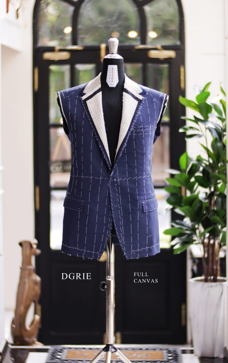 Navy Notch Lapel Full Canvas Construction Suit