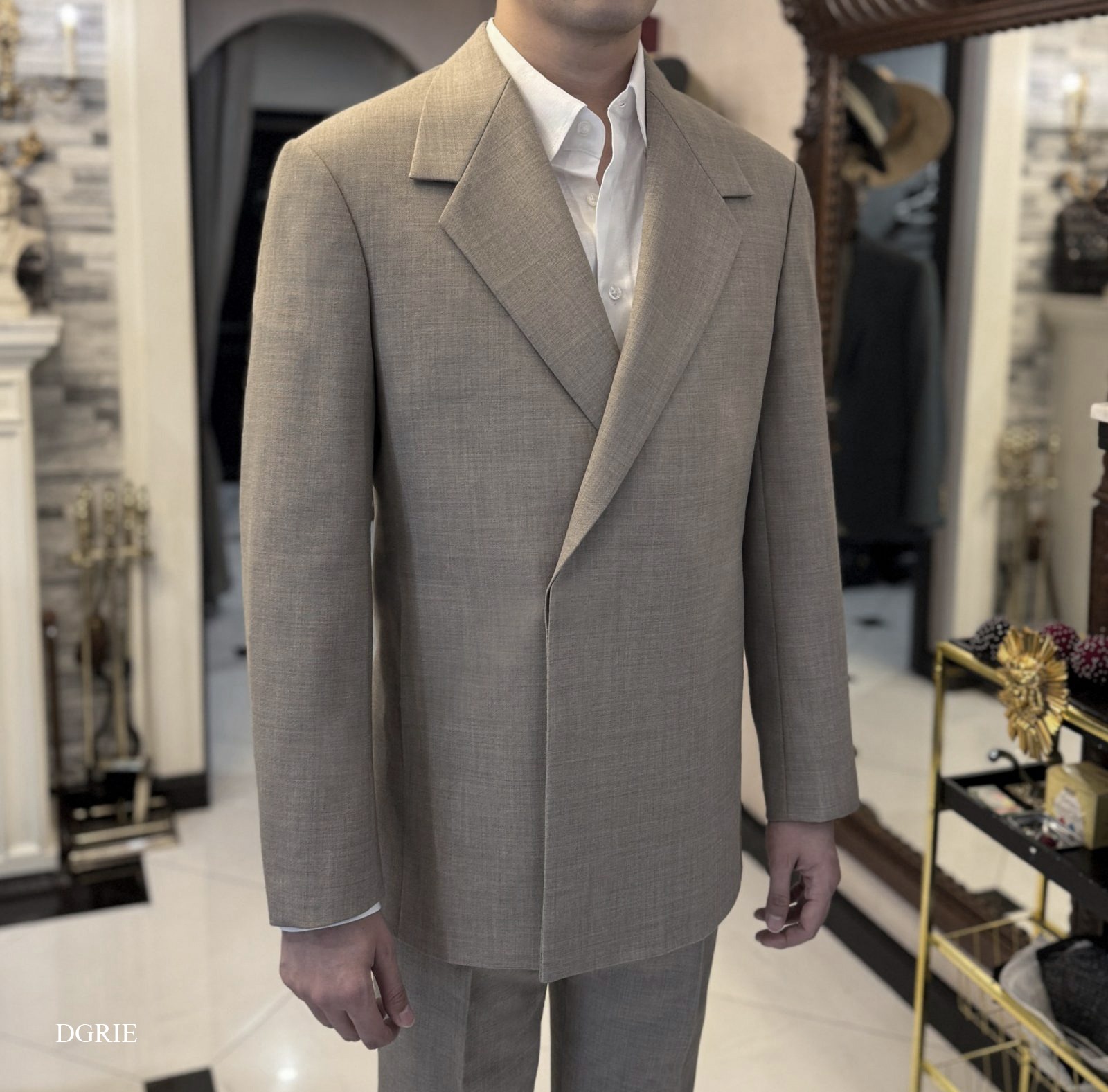 Oversize Jacket Buttonless Flannel Wool