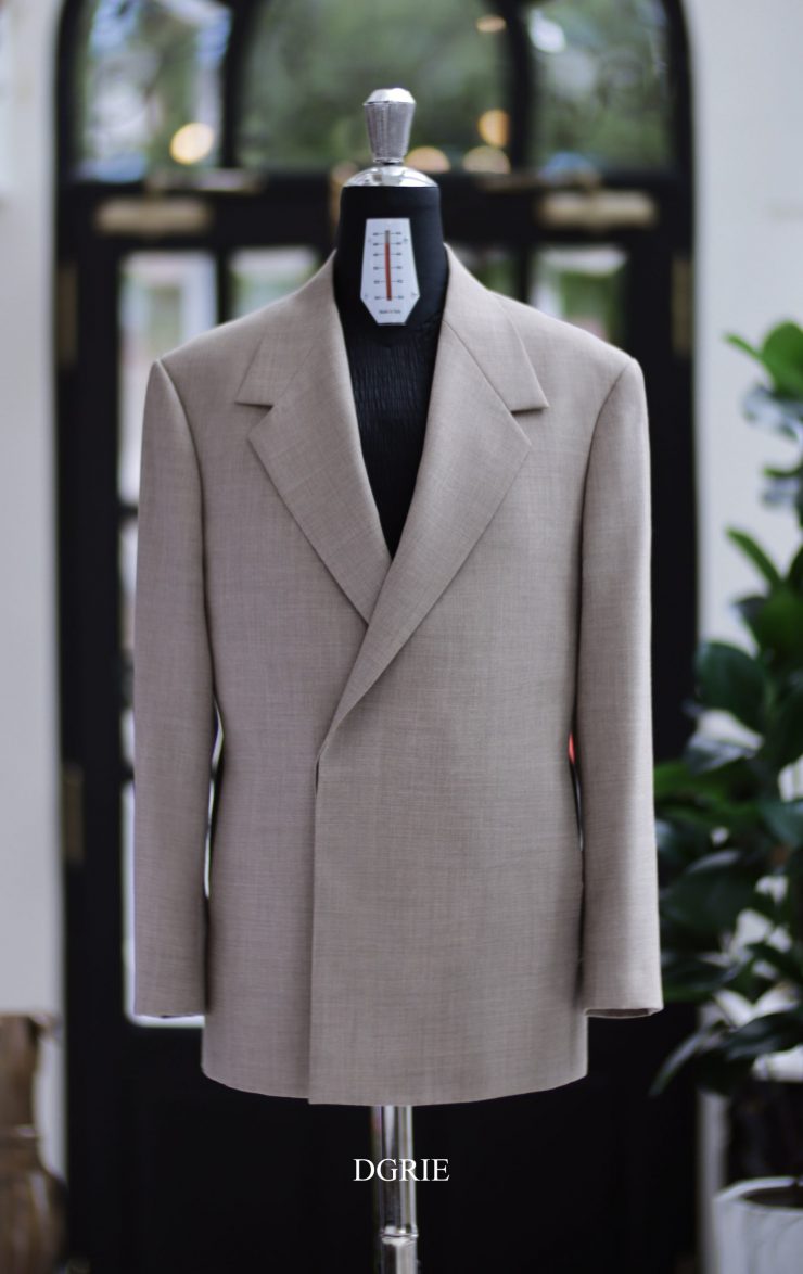 Oversize Jacket Buttonless Flannel Wool