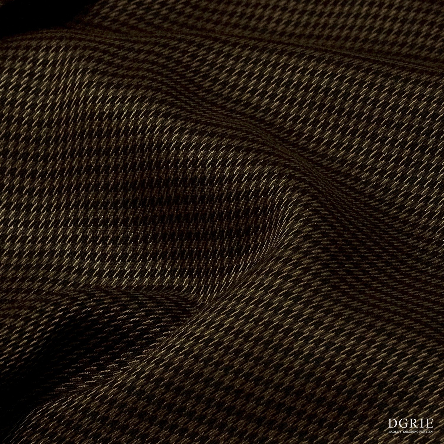 กางเกงผู้ชาย Bronze Olive Micro Houndstooth Wool & Satin B/W Pants