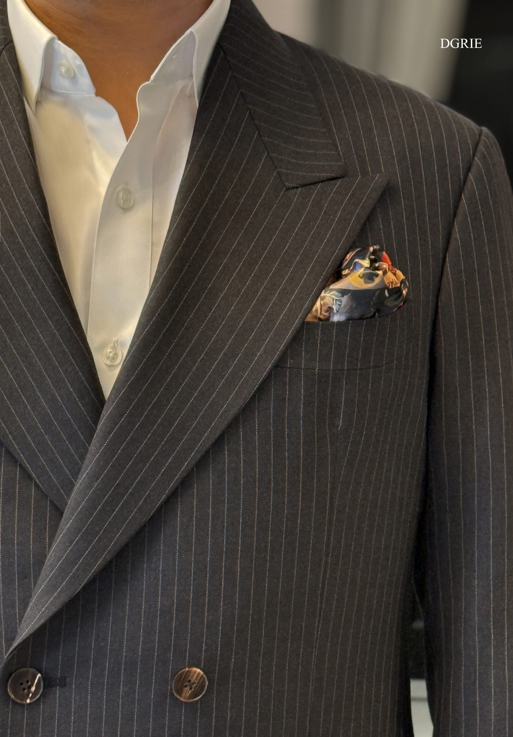 DGRIE - Classic Grey Pinstripe Double Breasted Suits