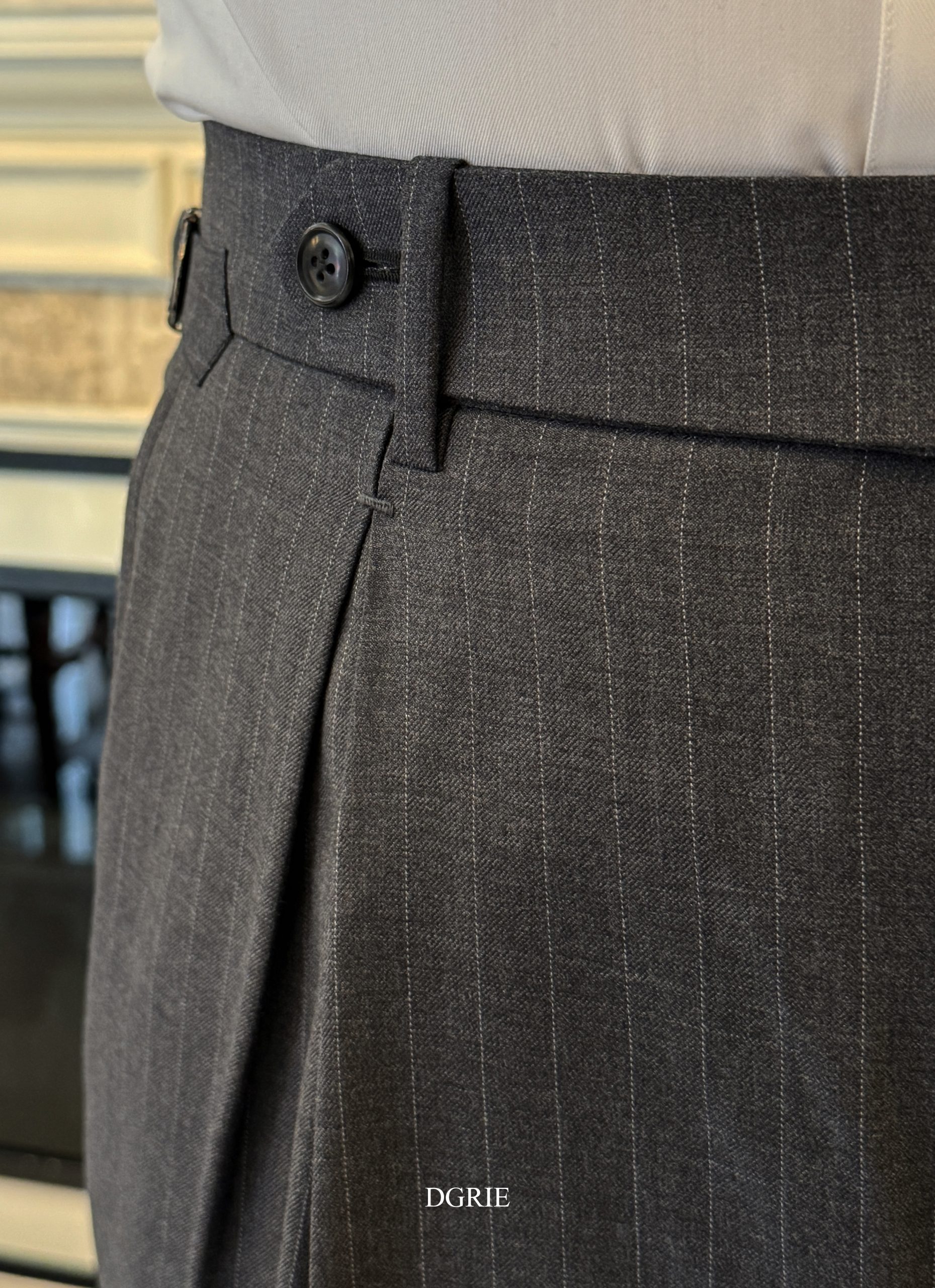 DGRIE - Classic Grey Pinstripe Double Breasted Suits