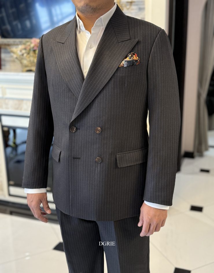 DGRIE - Classic Grey Pinstripe Double Breasted Suits