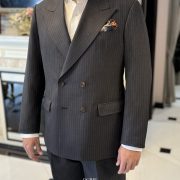 DGRIE - Classic Grey Pinstripe Double Breasted Suits