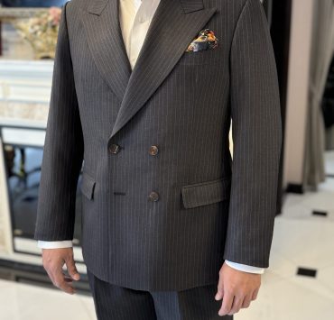 DGRIE - Classic Grey Pinstripe Double Breasted Suits