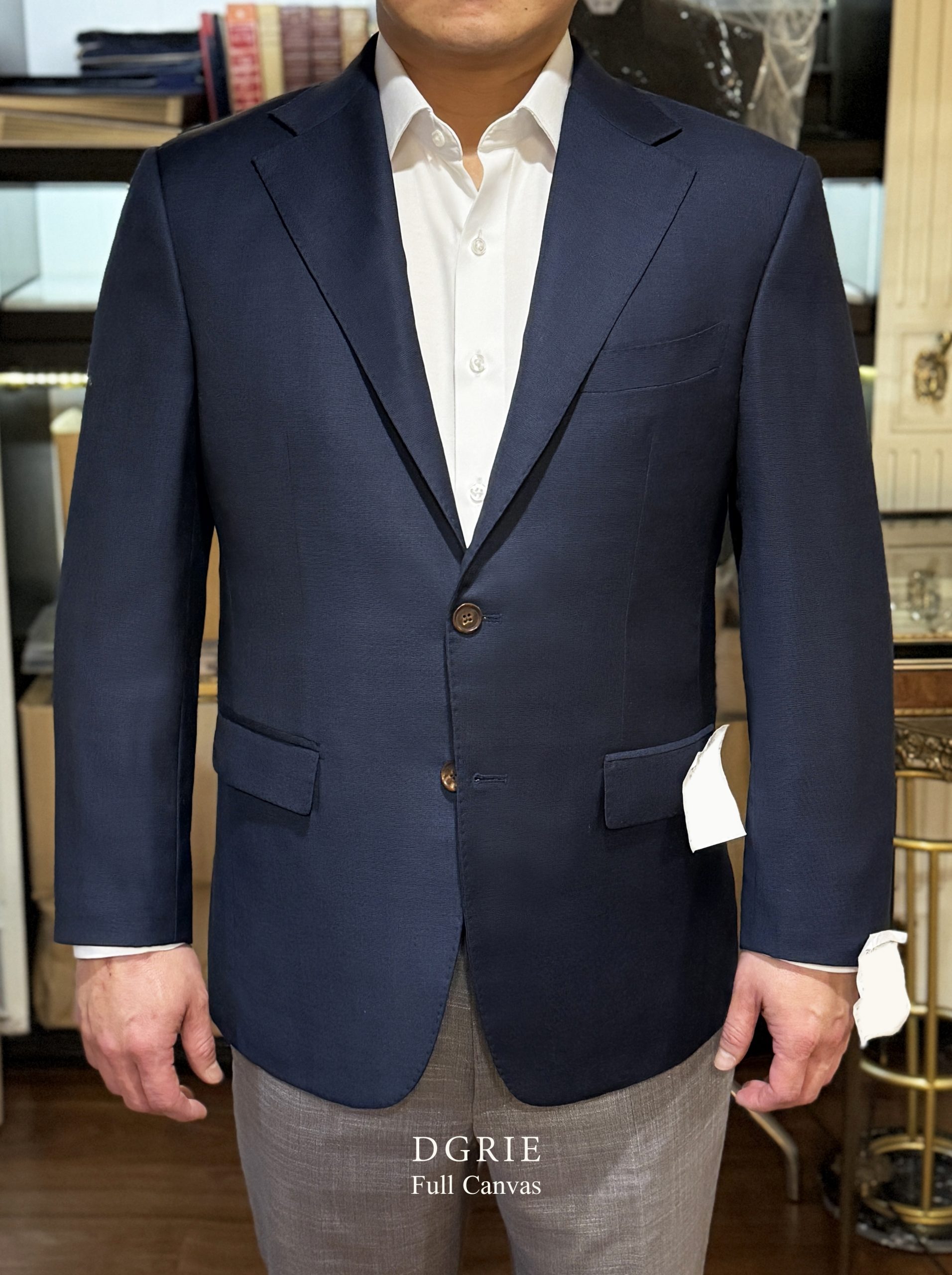 ตัดสูทหางม้าทั้งตัว DGRIE Full Canvas Pure Wool Navy Blue Suits