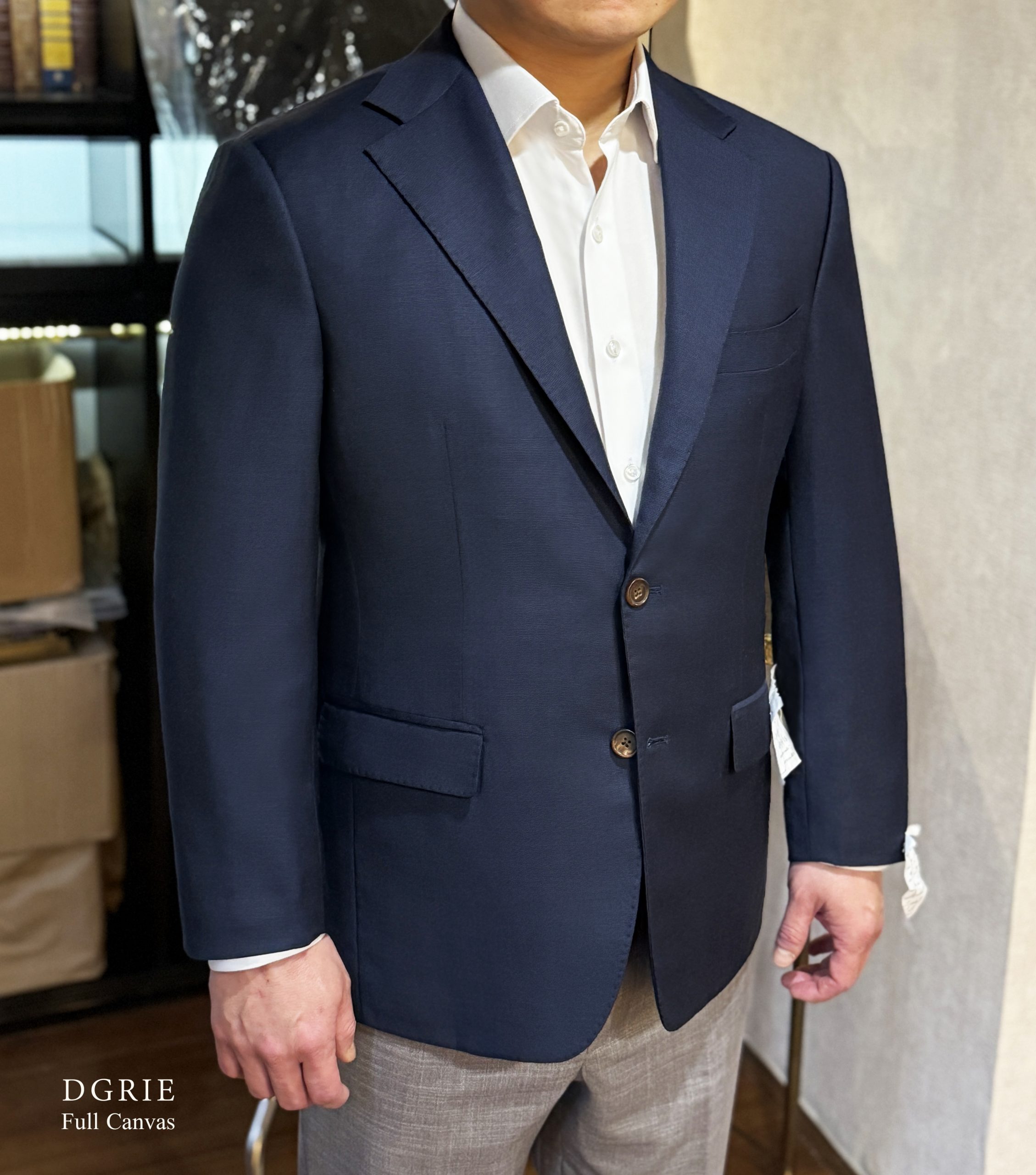 ตัดสูทหางม้าทั้งตัว DGRIE Full Canvas Pure Wool Navy Blue Suits