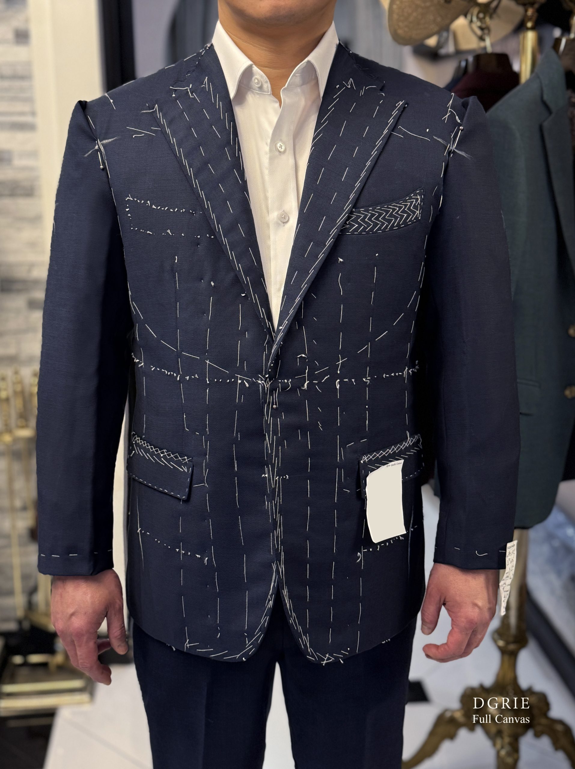 ตัดสูทหางม้าทั้งตัว DGRIE Full Canvas Pure Wool Navy Blue Suits